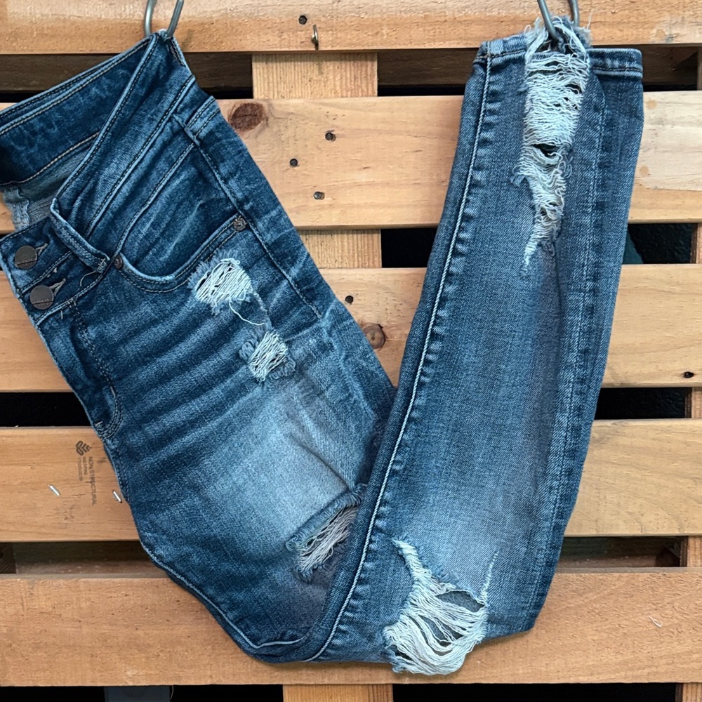 Buckle Dark Blue Distressed Skinny Jeans